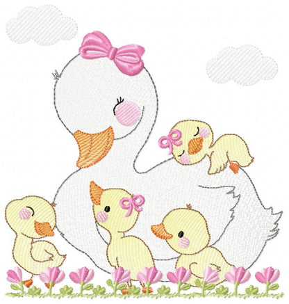 Mama Duck embroidery design - Animal embroidery designs machine embroidery pattern - boy embroidery file - baby girl embroidery instant download