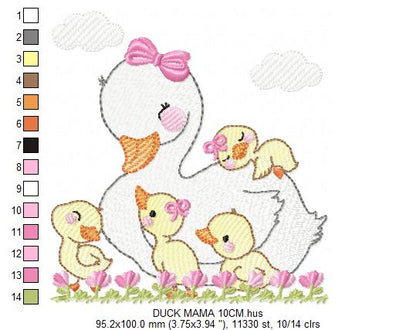 Mama Duck embroidery design - Animal embroidery designs machine embroidery pattern - boy embroidery file - baby girl embroidery instant download