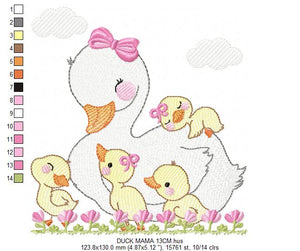 Mama Duck embroidery design - Animal embroidery designs machine embroidery pattern - boy embroidery file - baby girl embroidery instant download