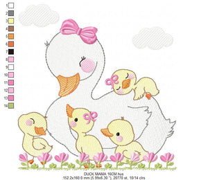 Mama Duck embroidery design - Animal embroidery designs machine embroidery pattern - boy embroidery file - baby girl embroidery instant download