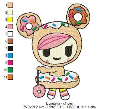 Donutella - Tokidoki embroidery design machine embroidery pattern Marcia Embroidery