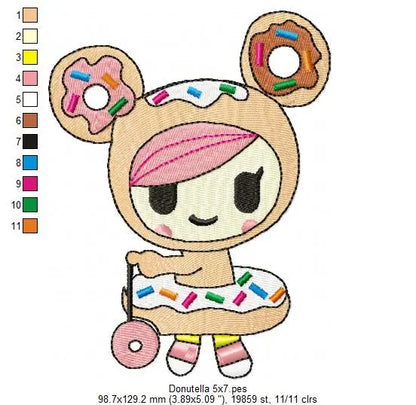 Donutella - Tokidoki embroidery design machine embroidery pattern Marcia Embroidery