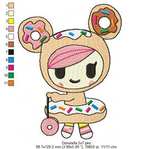 Load image into Gallery viewer, Donutella - Tokidoki embroidery design machine embroidery pattern
