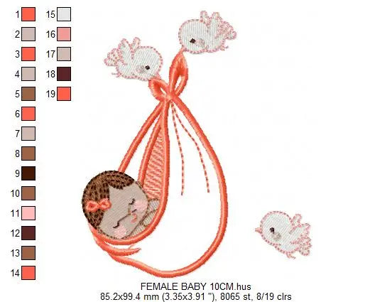 Birds with babies embroidery design machine embroidery pattern Marcia Embroidery