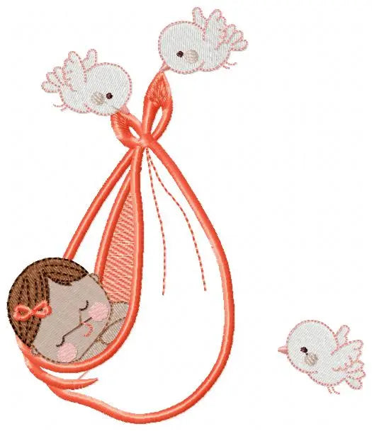 Birds with babies embroidery design machine embroidery pattern Marcia Embroidery