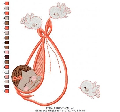 Birds with babies embroidery design machine embroidery pattern Marcia Embroidery