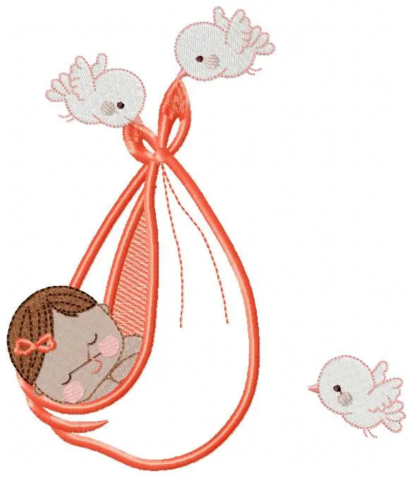 Birds with babies embroidery design machine embroidery pattern Marcia Embroidery