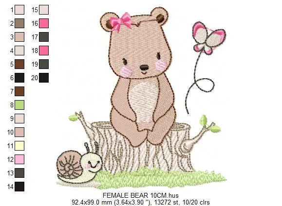 Bear embroidery design machine embroidery pattern Marcia Embroidery