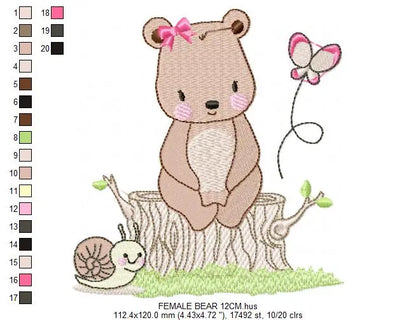 Bear embroidery design machine embroidery pattern Marcia Embroidery