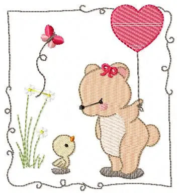 Bear embroidery designs Teddy embroidery design machine embroidery pattern girl embroidery file baby embroidery bear with birds and balloon Marcia Embroidery