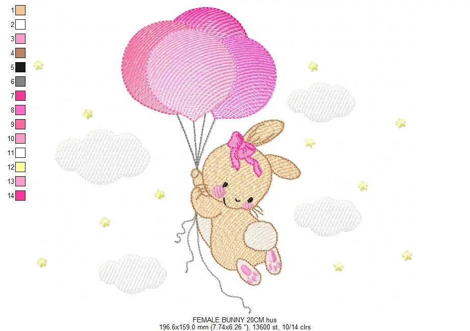 Bunny - Rabbit embroidery design machine embroidery pattern Marcia Embroidery