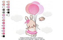 Cargar imagen en el visor de la galería, Bunny with balloons - Rabbit embroidery design machine embroidery pattern
