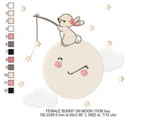 Charger l&#39;image dans la galerie, Bunny with Full moon embroidery design machine embroidery pattern
