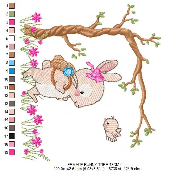 Bunny embroidery design Rabbit embroidery designs machine embroidery pattern baby embroidery file nursery embroidery rabbit with tree design Marcia Embroidery