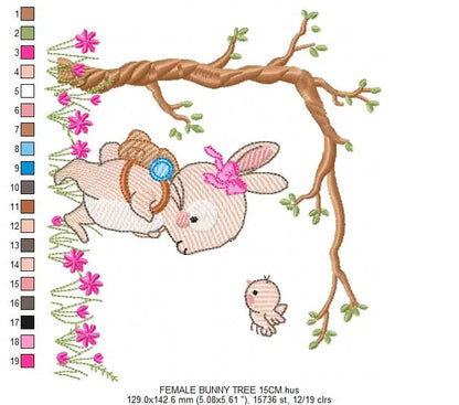 Bunny embroidery design Rabbit embroidery designs machine embroidery pattern baby embroidery file nursery embroidery rabbit with tree design Marcia Embroidery