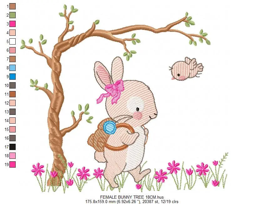 Bunny embroidery design Rabbit embroidery designs machine embroidery pattern baby embroidery file nursery embroidery rabbit with tree design Marcia Embroidery