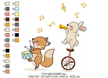 Laden Sie das Bild in den Galerie-Viewer, Musical Animals embroidery designs - Elephant embroidery design machine embroidery pattern - Fox embroidery file Rabbit embroidery Circus
