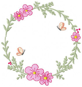 Monogram Frame embroidery designs - Flower embroidery design machine embroidery pattern - rose wreath embroidery file - baby girl embroidery
