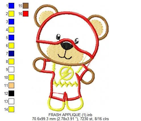 Hero Bear embroidery design machine embroidery pattern - Superman, Captain America, Spiderman, Batman, Green Lantern, Thor,  Flash,  Marvel Marcia Embroidery