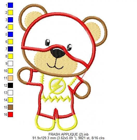 Hero Bear embroidery design machine embroidery pattern - Superman, Captain America, Spiderman, Batman, Green Lantern, Thor,  Flash,  Marvel Marcia Embroidery