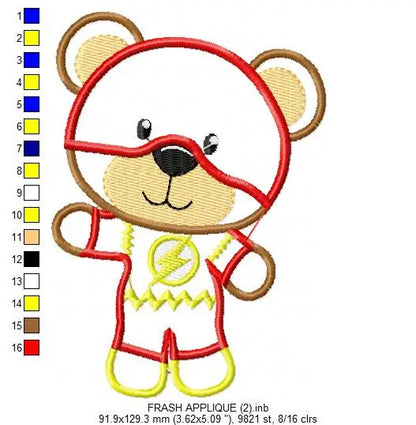 Hero Bear embroidery design machine embroidery pattern - Superman, Captain America, Spiderman, Batman, Green Lantern, Thor,  Flash,  Marvel Marcia Embroidery