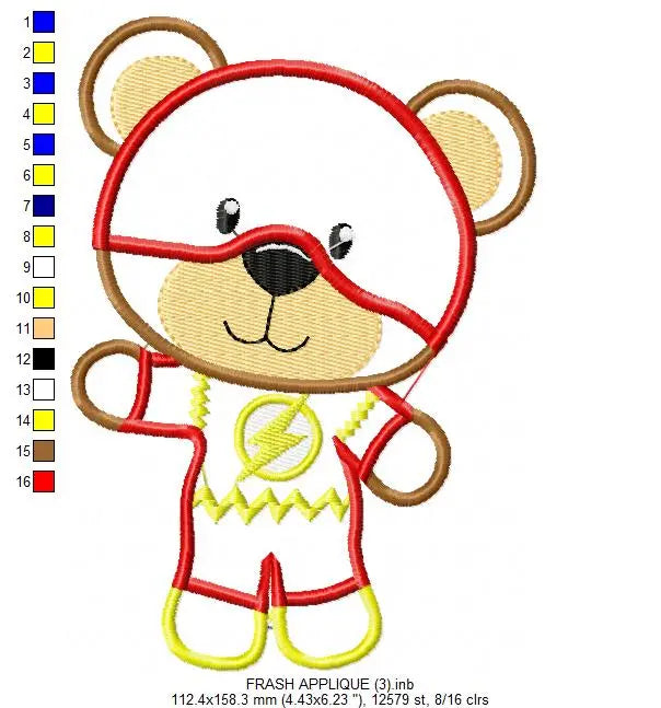 Hero Bear embroidery design machine embroidery pattern - Superman, Captain America, Spiderman, Batman, Green Lantern, Thor,  Flash,  Marvel Marcia Embroidery