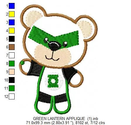 Hero Bear embroidery design machine embroidery pattern - Superman, Captain America, Spiderman, Batman, Green Lantern, Thor,  Flash,  Marvel Marcia Embroidery