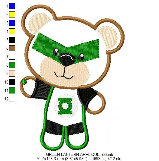 Hero Bear embroidery design machine embroidery pattern - Superman, Captain America, Spiderman, Batman, Green Lantern, Thor,  Flash,  Marvel Marcia Embroidery