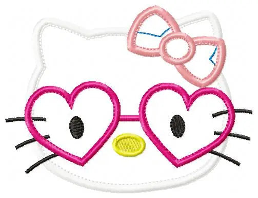 Hello Kitty with glasses - embroidery design machine embroidery pattern Marcia Embroidery
