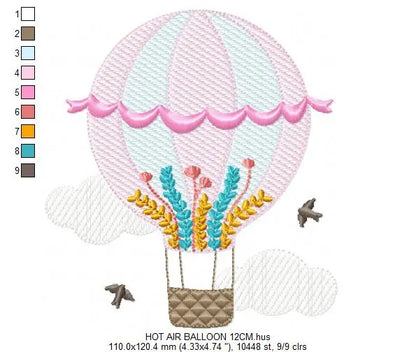 Hot air balloon embroidery design machine embroidery pattern Marcia Embroidery