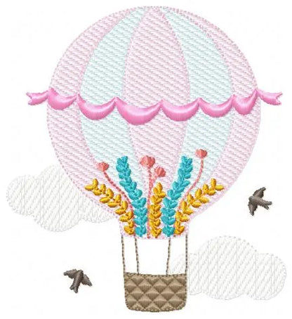 Hot air balloon embroidery design machine embroidery pattern Marcia Embroidery
