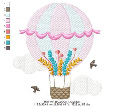 Hot air balloon embroidery design machine embroidery pattern Marcia Embroidery