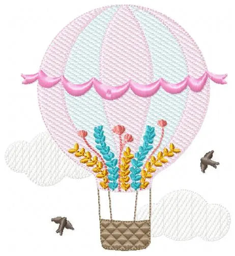 Hot air balloon embroidery design machine embroidery pattern Marcia Embroidery