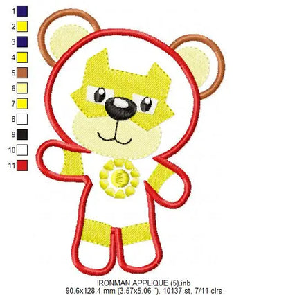 Hero Bear embroidery design machine embroidery pattern - Superman, Captain America, Spiderman, Batman, Green Lantern, Thor,  Flash,  Marvel Marcia Embroidery