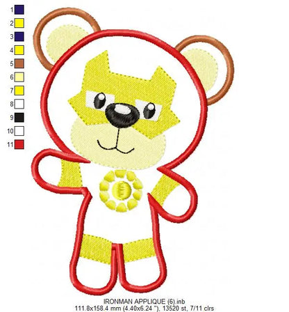 Hero Bear embroidery design machine embroidery pattern - Superman, Captain America, Spiderman, Batman, Green Lantern, Thor,  Flash,  Marvel Marcia Embroidery