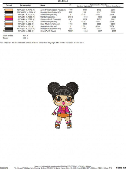 LOL Dolls embroidery design machine embroidery pattern