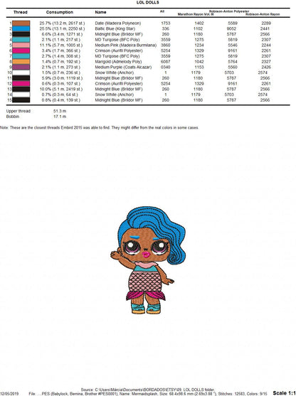 LOL Dolls embroidery design machine embroidery pattern