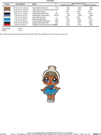 LOL Dolls embroidery design machine embroidery pattern