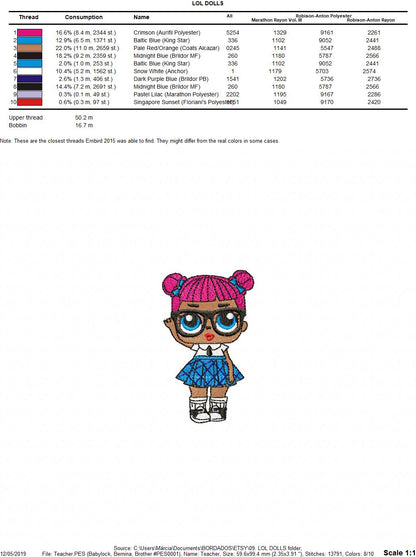 LOL Dolls embroidery design machine embroidery pattern