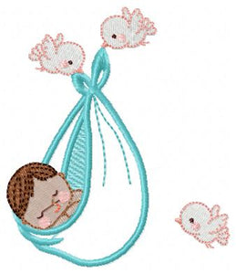 Birds with babies embroidery design machine embroidery pattern