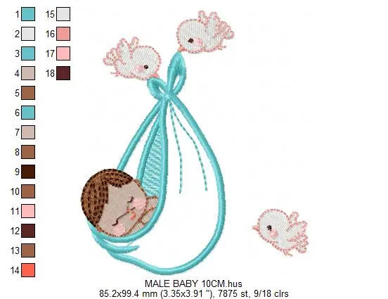 Birds with babies embroidery design machine embroidery pattern Marcia Embroidery