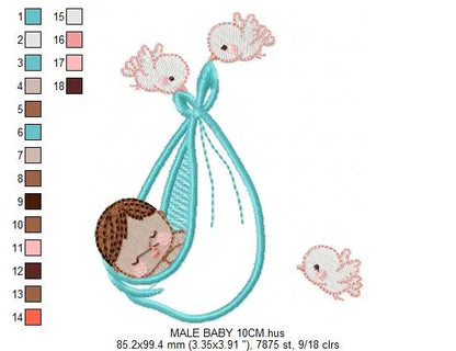 Birds with babies embroidery design machine embroidery pattern Marcia Embroidery