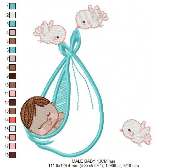 Birds with babies embroidery design machine embroidery pattern Marcia Embroidery