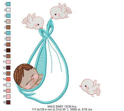 Birds with babies embroidery design machine embroidery pattern Marcia Embroidery