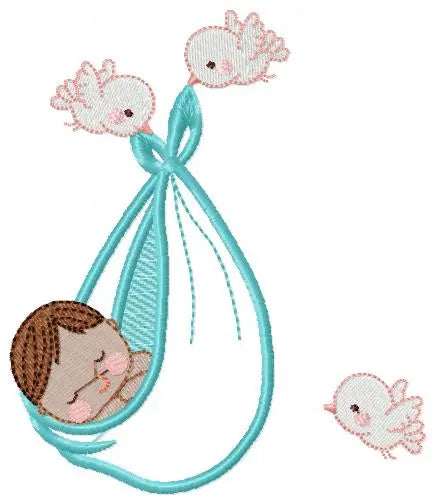 Birds with babies embroidery design machine embroidery pattern Marcia Embroidery