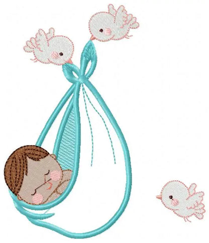 Birds with babies embroidery design machine embroidery pattern Marcia Embroidery