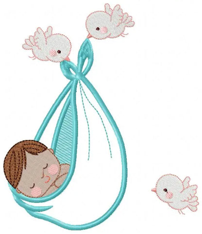 Birds with babies embroidery design machine embroidery pattern Marcia Embroidery