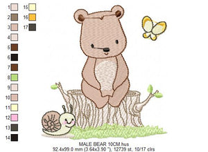 Bear embroidery design machine embroidery pattern