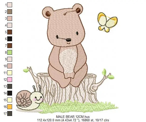 Bear embroidery design machine embroidery pattern Marcia Embroidery