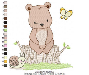 Bear embroidery design machine embroidery pattern